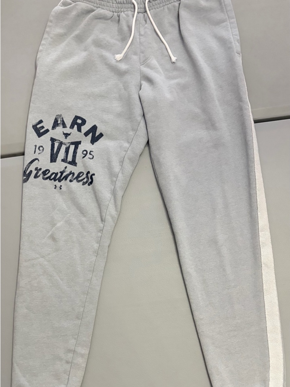 Under Armour Light Gray Athletic Joggers with Black Logo Tag